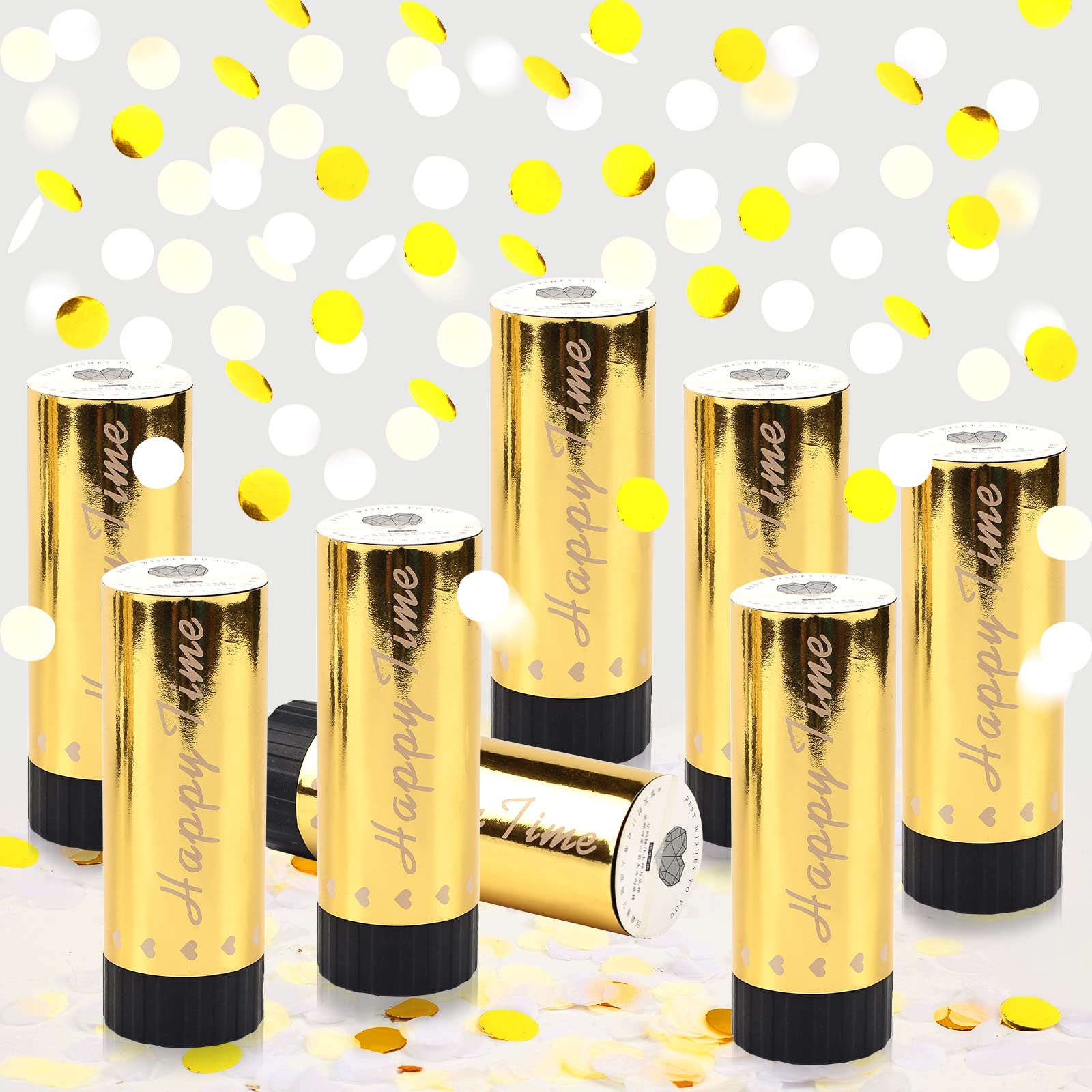 8 Pcs Biodegradable Confetti Wedding Party Poppers - Popper Confetti Shooters for Wedding, Christmas, Anniversary & New Year Celebrations