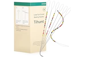 Tilhumt 6 Pieces Beading Needles, 5.5 inch Large Eye Stainless Steel Bead Spinner Needles for Beading & Jewelry Making, 0.65mm Diameter