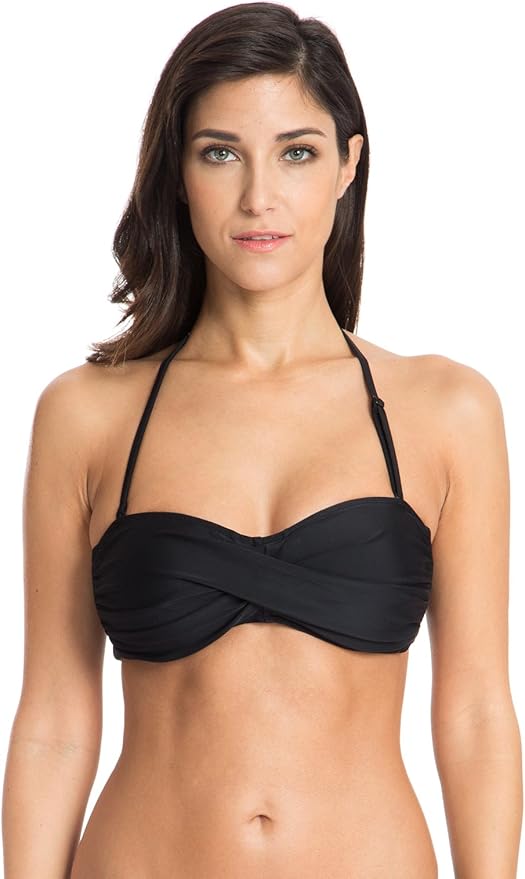 womens black bandeau bikini top