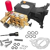 2900-4400 Triplex Pressure Washer Pump 1" Shaft, 4.2 GPM Power Washer Pumps | Horizontal Replacement Pump with Adjustment Unloader, Triplex Plunger Pump, Compatible with Simpson,Honda,Dewalt,Homelite,ect