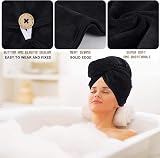 KinHwa Microfibre Hair Towels Wrap 2 Pack 30x70cm Black Large Dry Hair Turban view 4