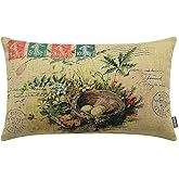 TRENDIN Vintage Spring Birds Nest Pillow Cover 20x12, Easter Throw Waist Pillow Case Cushion Cover Sofa Decor, Spring Decorations for Home PL096TR