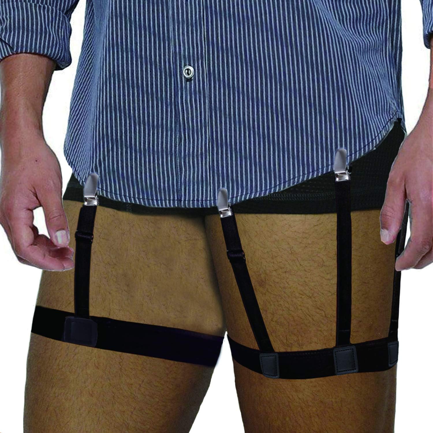 Shirt Stays for Men Adjustable Shirt Garter Suspender Belts for Police Military