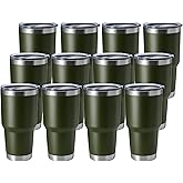 HASLE OUTFITTERS 30oz Stainless Steel Tumbler, Double Wall Vacuum Insulated Travel Mug Tumbler, Durable Insulated Coffee Mug, Gift Box Set (Amey Green, 12)
