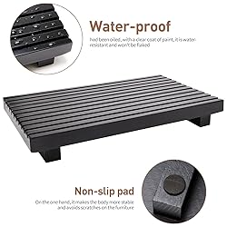 Renawe Black Bathroom Counter Tray Organizer Wood