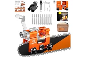 OMCCHK Chainsaw Sharpener Jig with 10 Bits & Starage Bag, Universal Chainsaw Sharpening Tool Kit, Portable Hand Crank Chain B