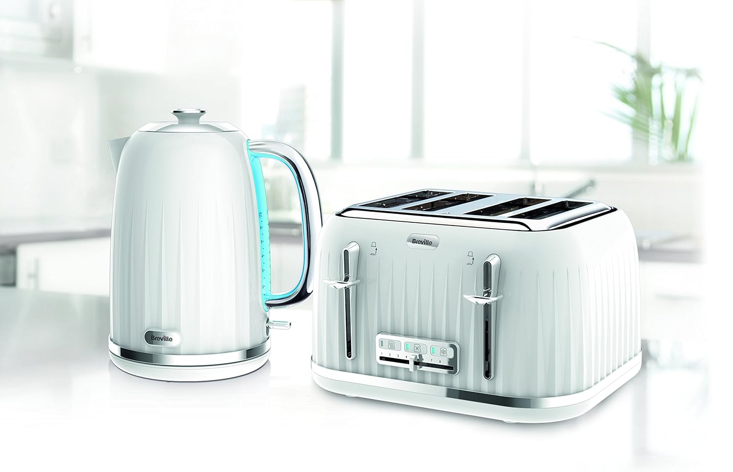 Breville Impressions Jug Kettle 1.7L & 4 Slice Toaster Set White VKJ738