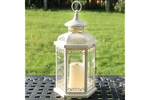 NEEDOMO Lanterns Decorations Indoor, 15" Vintage Lantern Decor Outdoor, Large Hanging Metal Candle Holder with Clear Glass, for Home, Tabletop, Patio, Front Porch, Rustic Farmhouse Wedding