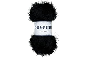 Buvemu Eyelash Fun Fur Yarn 100 Gram (3.53 Ounces) 175 Yards (160 Meters) (Black)