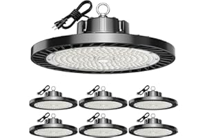 lvsdak UFO LED High Bay Lights 5000K 200W 30000LM 6 Pack with Plug High Bay Led Shop Lights Suitable for Warehouse Workshop Factory Gym Garage Barn LED Lamp AC100-277V
