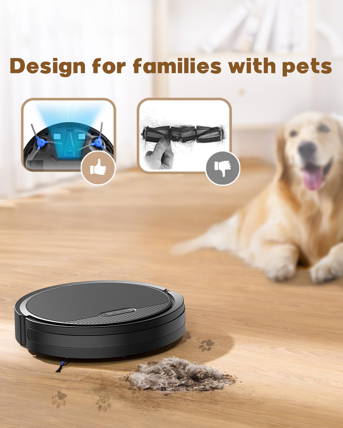 Pureatic V3 3 in 1 Robot Vacuum and Mop with 5000Pa Suction Power, Work with 2.4GWifi/ Alexa/App/, Self-Charging Vacuum Cleaner, Tangle-Free, Ideal for Pet Hair,Carpet and Hard Floor