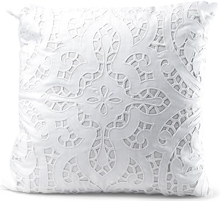 Tahari Cut Out Medallion Decorative Throw Pillow Embroidered Lace