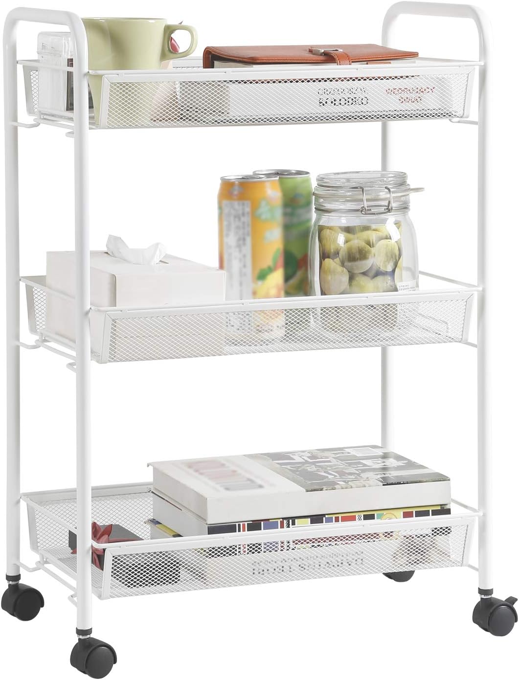 DESIGNA Rolling Household Trolley Cart, 3 Tier Slim Mesh