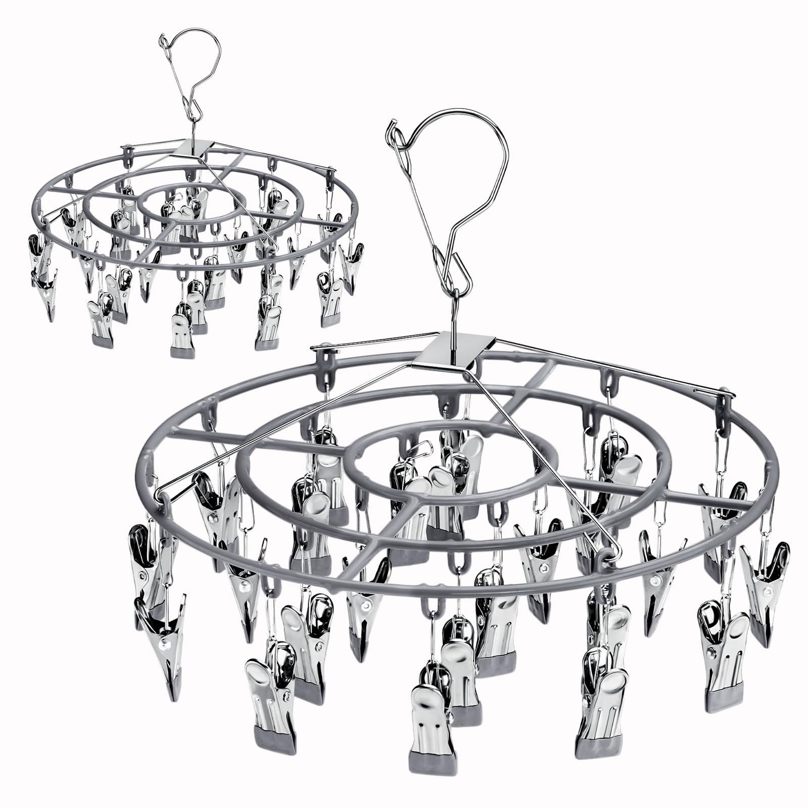 Photo 1 of 2 Pack Clothes Drying Hanger With 24 Clips?Rack Clothes Hanger Sock Underwear Laundry Hangers Hanging Herb dryer Ropa Socks Clothing Stainless Bras Wet Racks Secar Flower baby Lingerie Secador Colgar