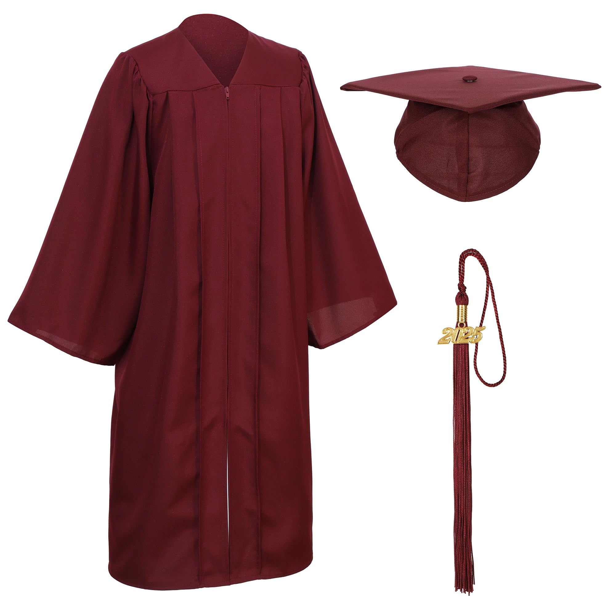 Photo 1 of D DODOU Unisex Matte Graduation Cap and Gown Tassel Package for High School and Bachelor (Standard, Maroon, 45)