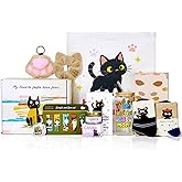 Cat Lover Gifts for Women, Valentine's Gift Box with Glass Cup, Socks, Candle, Tote Bag & Greeting Card | Unique Cat Themed Presents for Birthday, Mother’s Day, Valentine’s Day