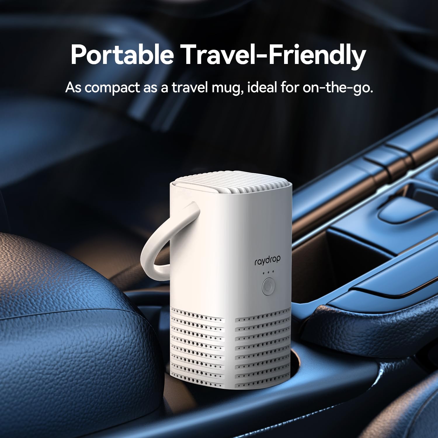 raydrop Portable Mini Air Purifier, Small Cordless HEPA Personal Desk Air Purifier for Car Travel Bedroom Office Room, Rechargeable, Aromatherapy (White)