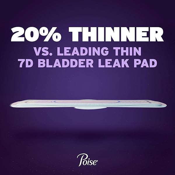 POISE OVERNIGHT ULTRA THIN INCONTINENCE & POSTPARTUM PADS WITH WINGS FOR BLADDER LEAKS, 8 DROP EXTRA ABSORBENT, LONG LENGTH, 20 COUNT