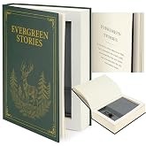 UWILLION Large Decorative Book-Shaped Lockable Storage Box with Combination Lock, Home and Office Organizer for Small Personal Items, Evergreen Stories, 10.82 x 7.67 x 1.77 Inches