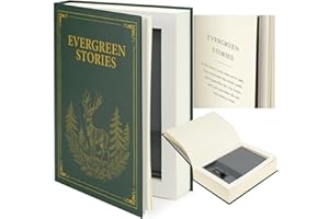 UWILLION Large Decorative Book Safe with Combination Lock, 10.82"×7.67"×1.77" Hidden Storage Diversion Box for Cash, Phone, Passport, Valuables – Home Office Bookshelf, Evergreen Stories
