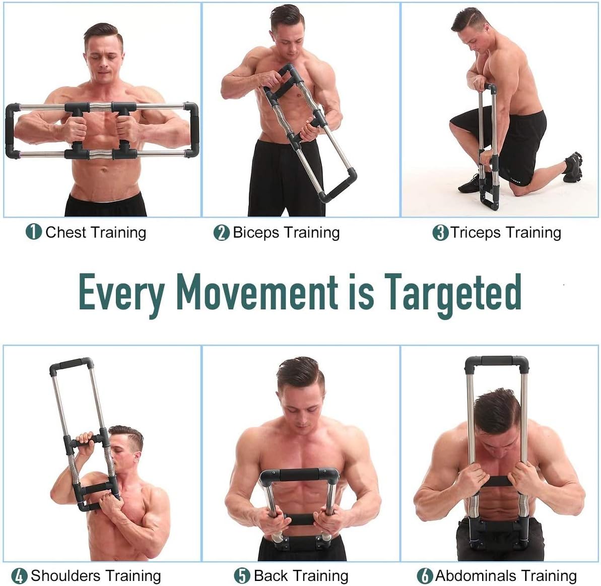 GoFitness Push Down Bar Machine - Chest Expander at Home Workout Equipment - Portable Spring Resistance Exercise Gym Kit for Home, Travel or Outdoors : Sports & Outdoors