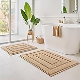 GRANNY SAYS Bathroom Rugs Sets 2 Piece,Soft Bath Mats for Bathroom, Bath Rugs Non Slip Washable, Absorbent Bath Rug for Tub,Shower and Toilet, Bathroom Mat Set (Beige, 20" x 32" + 16" x 24")