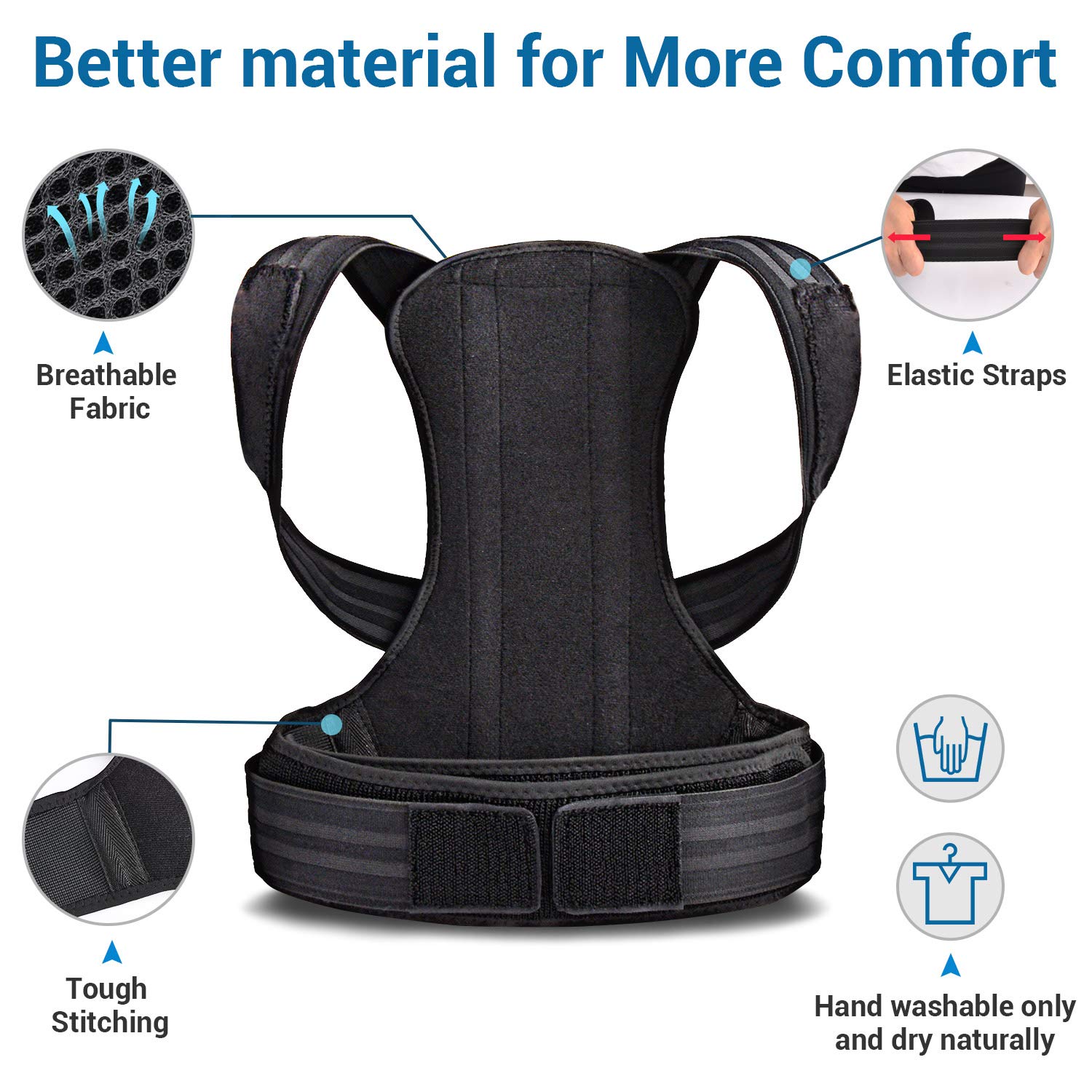 DIANMEI Posture Corrector for Men and Women, Back Brace Adjustable and Breathable for Posture Correction, Neck Brace for Neck & Shoulder Pain Relief and Support XL