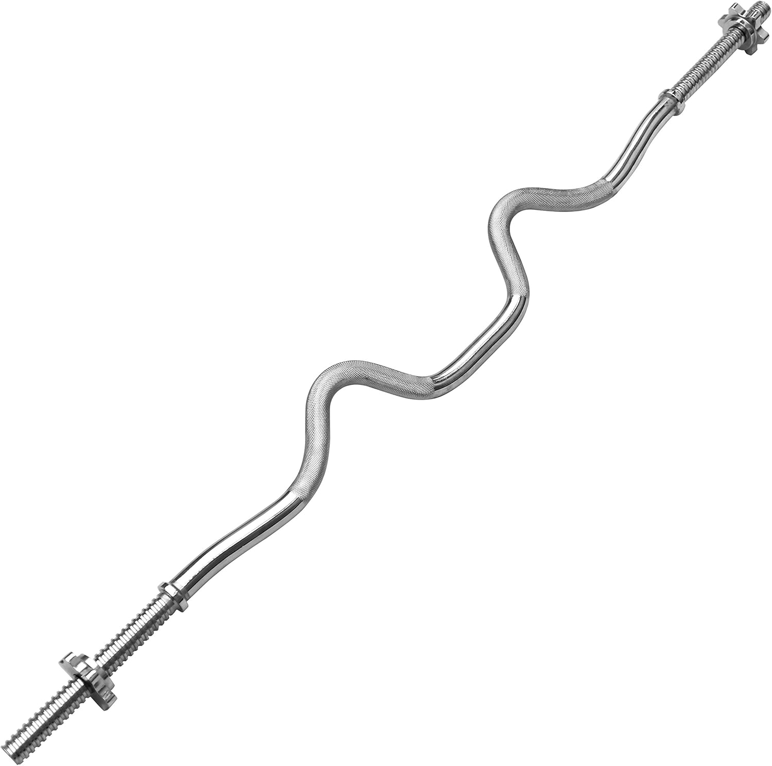 PROIRON Curl Bar Super EZ Bar 47 inches Standard Bar with Spinlock