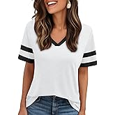 AUTOMET Women's Short Sleeve V Neck T Shirts Trendy Casual Spring Tops Summer Fashion Tees Basic Clothes
