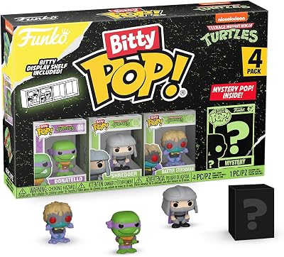 Bitty Pop! Teenage Mutant Ninja Turtles - Leonardo, Michelangelo, April O’Neil et Une Mini-Figurine Mystère en Surprise - 2.2 Cm - TMNT - Donatello Collectionnable - Étagère Empilable Incluse