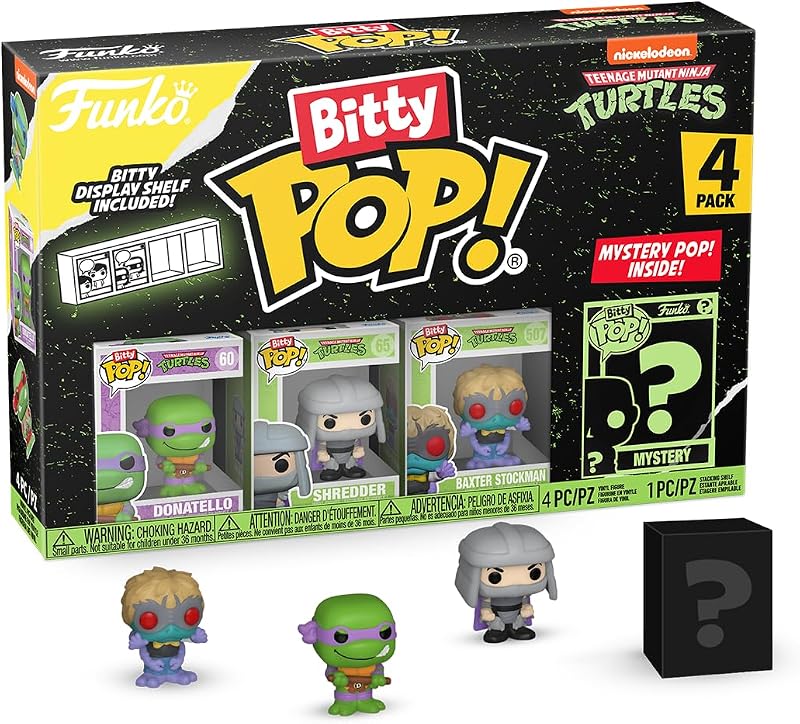 Bitty Pop! Teenage Mutant Ninja Turtles - Leonardo, Michelangelo, April O’Neil et Une Mini-Figurine Mystère en Surprise - 2.2 Cm - TMNT - Donatello Collectionnable - Étagère Empilable Incluse