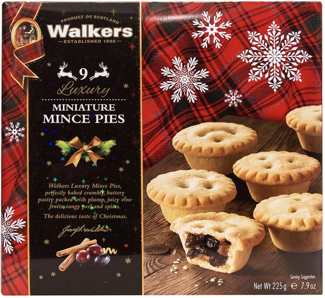 Walkers 9 Lux Miniature Mince Pies Delicious Taste of Christmas Crumbly Buttery Pastry