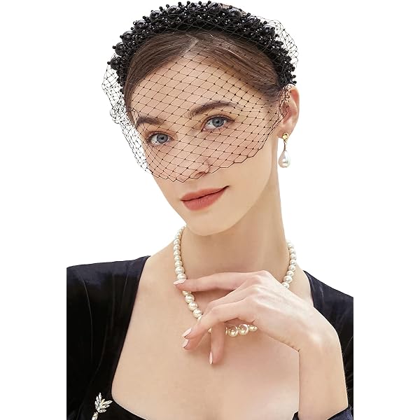 2815 Women\'s 1920s Flapper Fascinator Mesh Veil Headband Bridal Wedding Tea BABEYOND 1920s Flapper Fascinator Mesh Veil Headband Bridal  main image 2