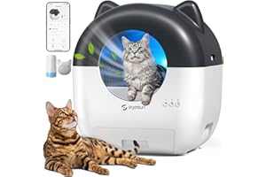 Self Cleaning Litter Box,76L Automatic Cat Litter Box Self Cleaning with APP Control,Low Noise,Safety Protection,Roll Garbage