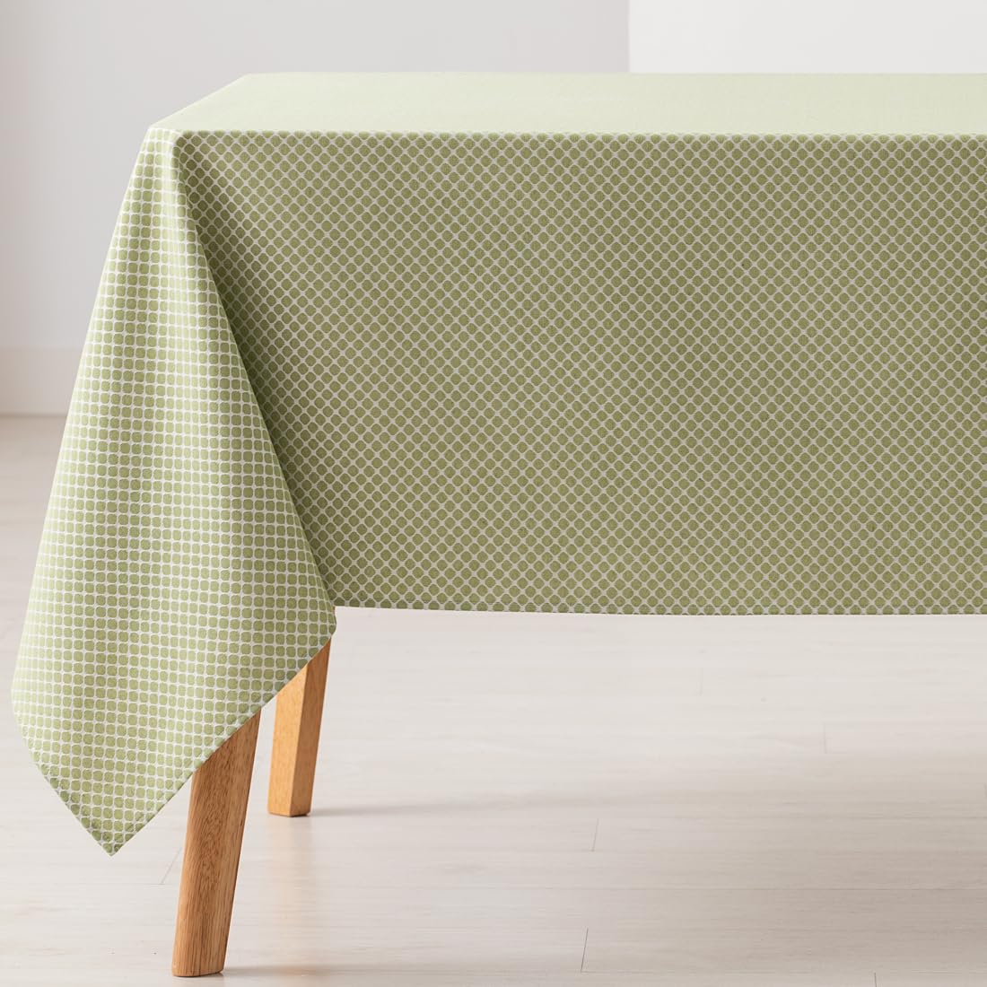 GAMUSI Stain Resistant Tablecloth Rectangular Small Diamond Smooth Jacquard Waterproof 140 x 100 cm, Touch Fabric, Green