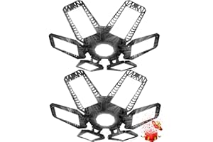 YIBIDAMA LED Garage Lights 2 Pack 185W, Garage Lights Ceiling LED 18500LM 6500k,Ultra Bright LED Garage Lighting,6+1 Deformable Panels E26/E27 Screw in LED Shop Lights for Garage Workshop Factory Basement