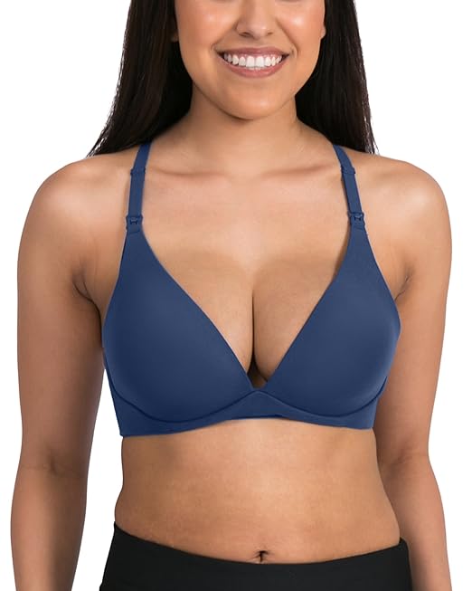 Kindred Bravely Marvella Luxe Maternity & Nursing Underwire Free Bra for Breastfeeding (Navy Blue, 32B) best nursing bras