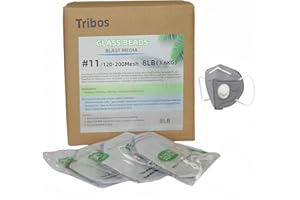 Tribos glass beads blast media, sand blasting media, sand blaster for air compressor - 8 LBS - 3 sandblasting masks (# 11 (120~200Mesh))