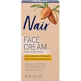 Nair Moisturizing Facial Hair Removal Cream, Sweet Almond Oil, 2 Oz Bottle | #1 Depilatory Cream For Face, Upper lip, Chin, and Cheeks Hair Removal, For All Skin Types, Soft Skin