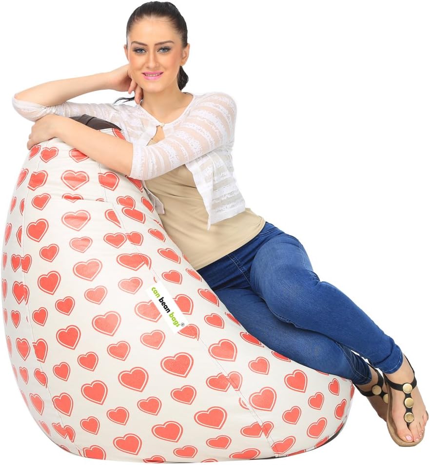 can bean bags Heart Theme XL Digital Printed Bean Bag Cover Without Beans - Red and White