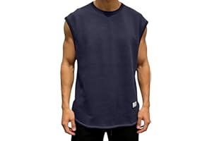 UHBYGV Mens Cotton Sleeveless Tank Tops Cut Off Muscle Gym T Shirts Vintage Summer Running Beach Loose Fit Tees