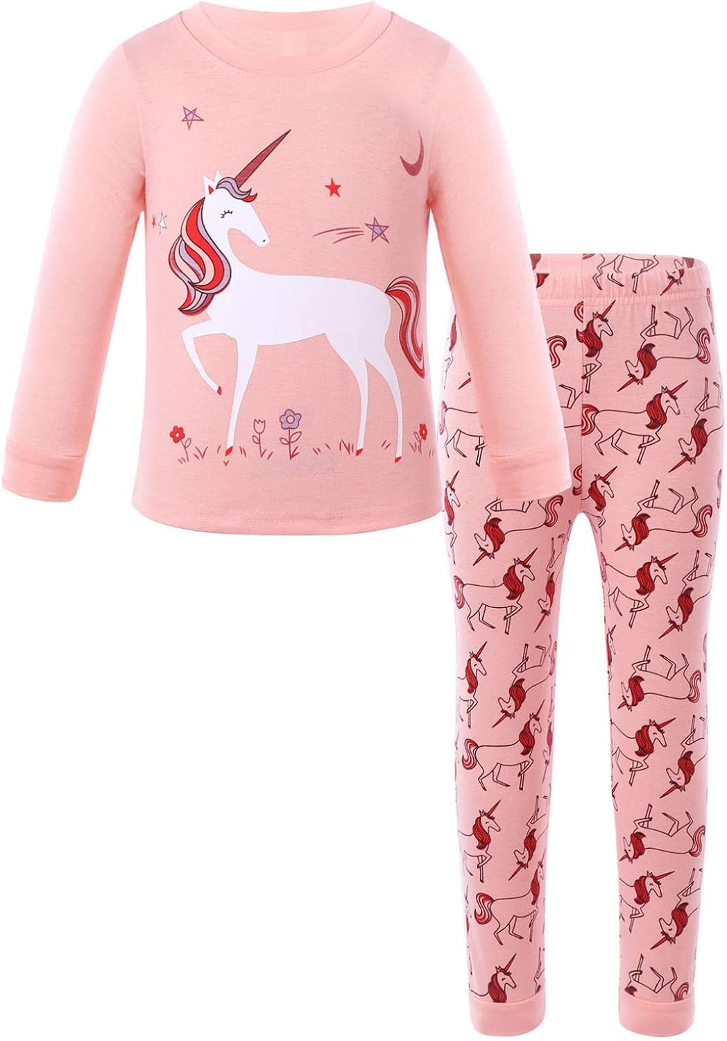 Mädchen Schlafanzug Langarm Pyjama Set - Baumwolle Nachtwäsche Mit Weihnachtsmotiv