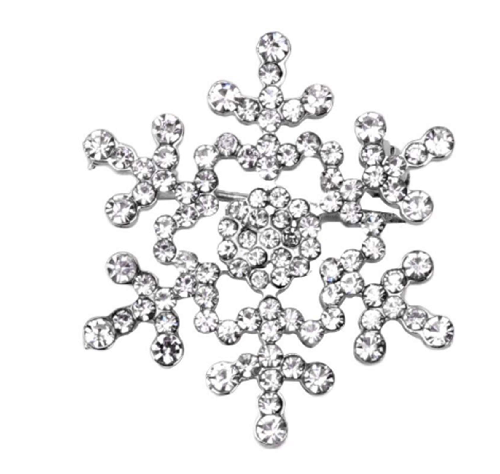CrownOfRibbons Christmas Snowflake Brooch, Crystal Pin,