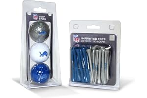 Team Golf NFL Logo Imprinted Golf Balls (3 Count) & 2-3/4" Regulation Golf Tees (50 Count), Multi Colored