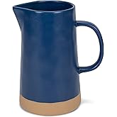 Nat & Jules Large Raw Bottom Matte Navy Blue 48 ounce Ceramic Pitcher Jug