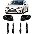 Phoddar Side Door Mirror Cap Covers + Handle Covers for 2018 2019 2020 2021 2022 2023 Toyota Camry Accessories (Glossy Black)