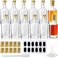 BPFY 12 Pack 3oz (100ml) Small Glass Liquor Bottles with T-Top Caps and Heat Shrink Capsules, Empty Mini Vodka Bottles, Trave