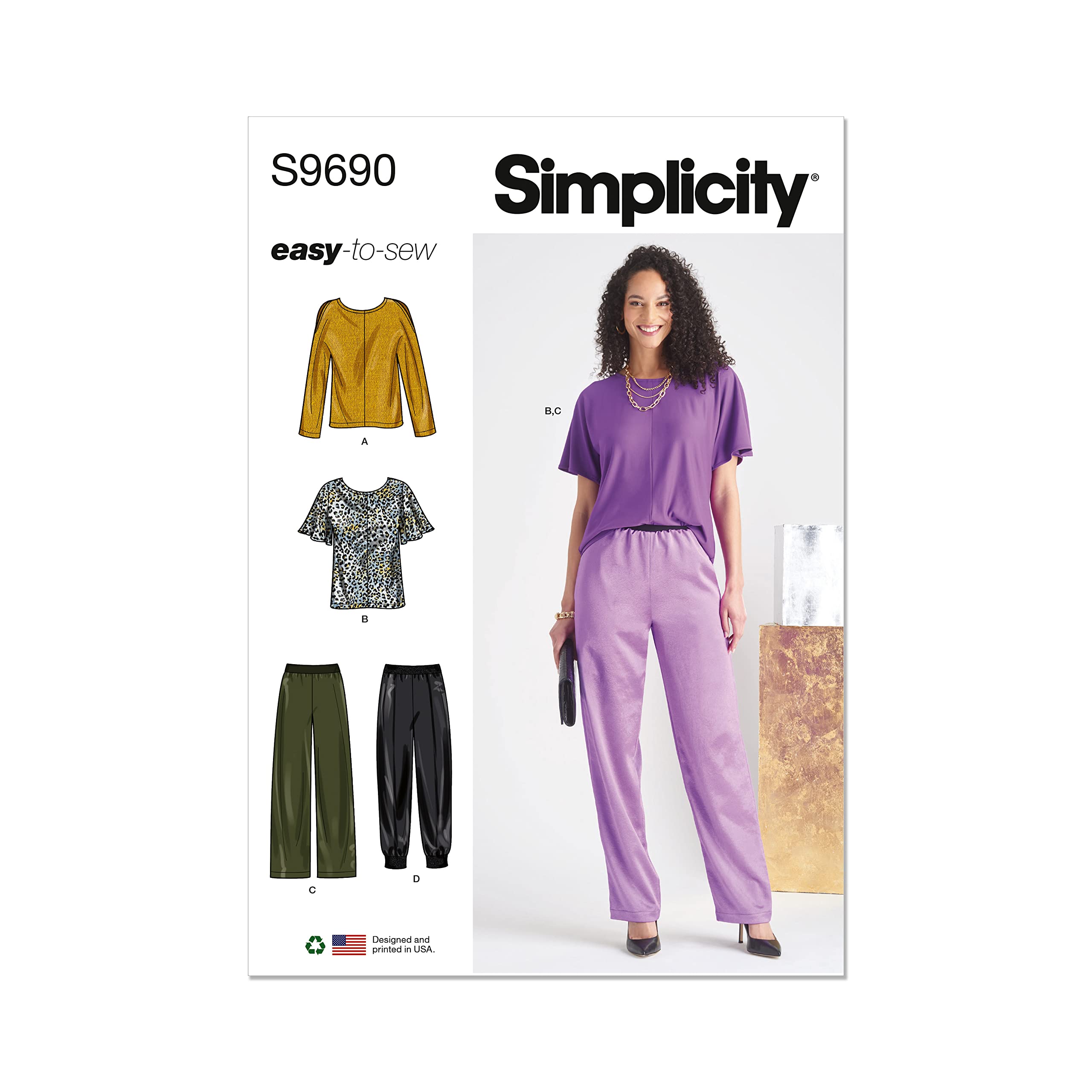 Simplicity SS9690K5 Misses' Tops and Pull-On Trousers K5 (8-10-12-14-16)