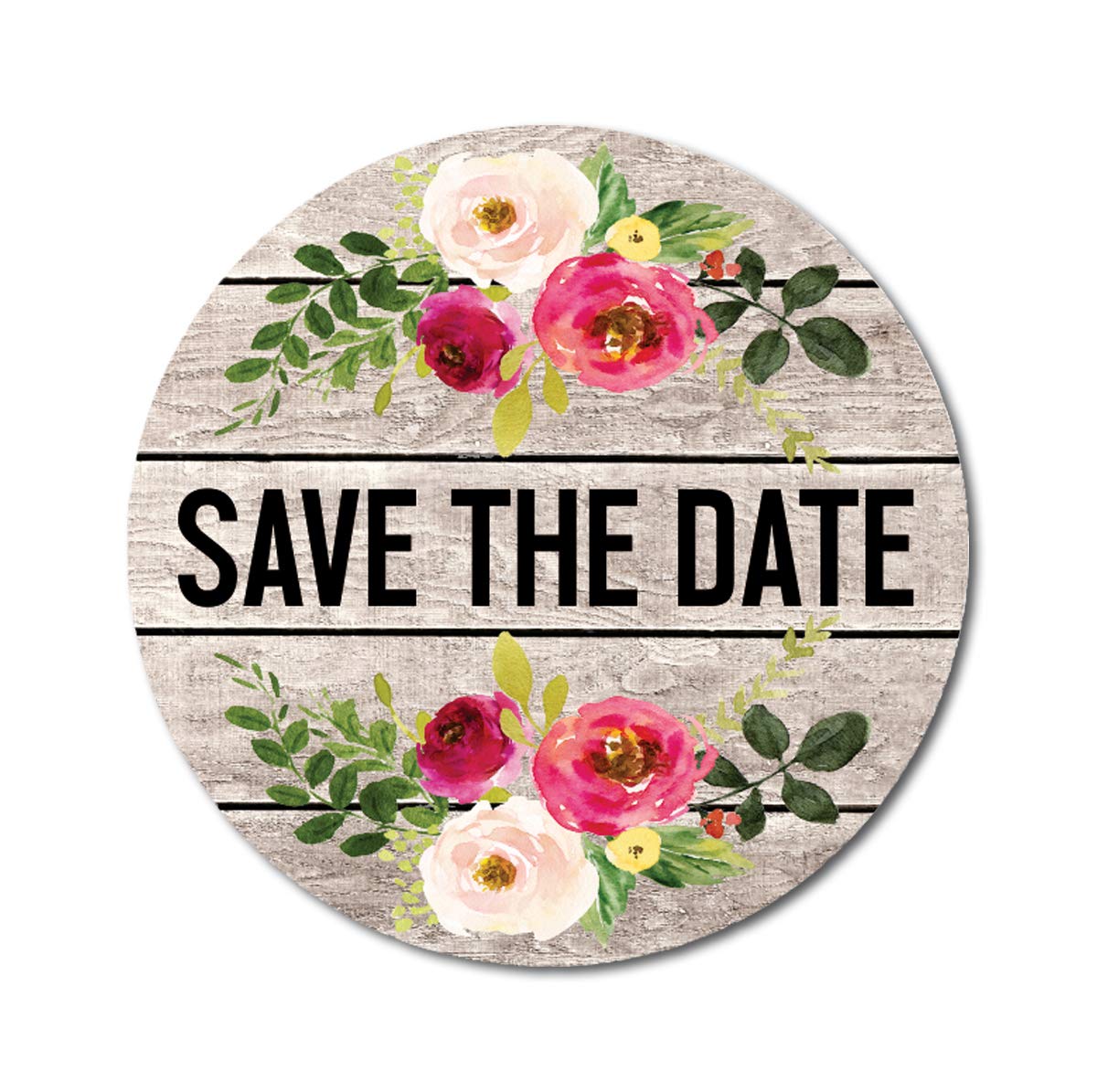 Darling Souvenir Peony Floral Non Custoamized 45 Pcs Round Save The Date Stickers-1.6 Inches