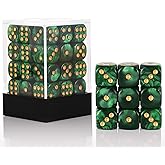36 of Pack 12MM 6 Sided MINI Dice Set,Pearl Pattern Game Dice Set, 6 Sided Standard Dices for Yahtzee, Bunco or Teaching Math,with Portable Plastic Box(Green Pearl)